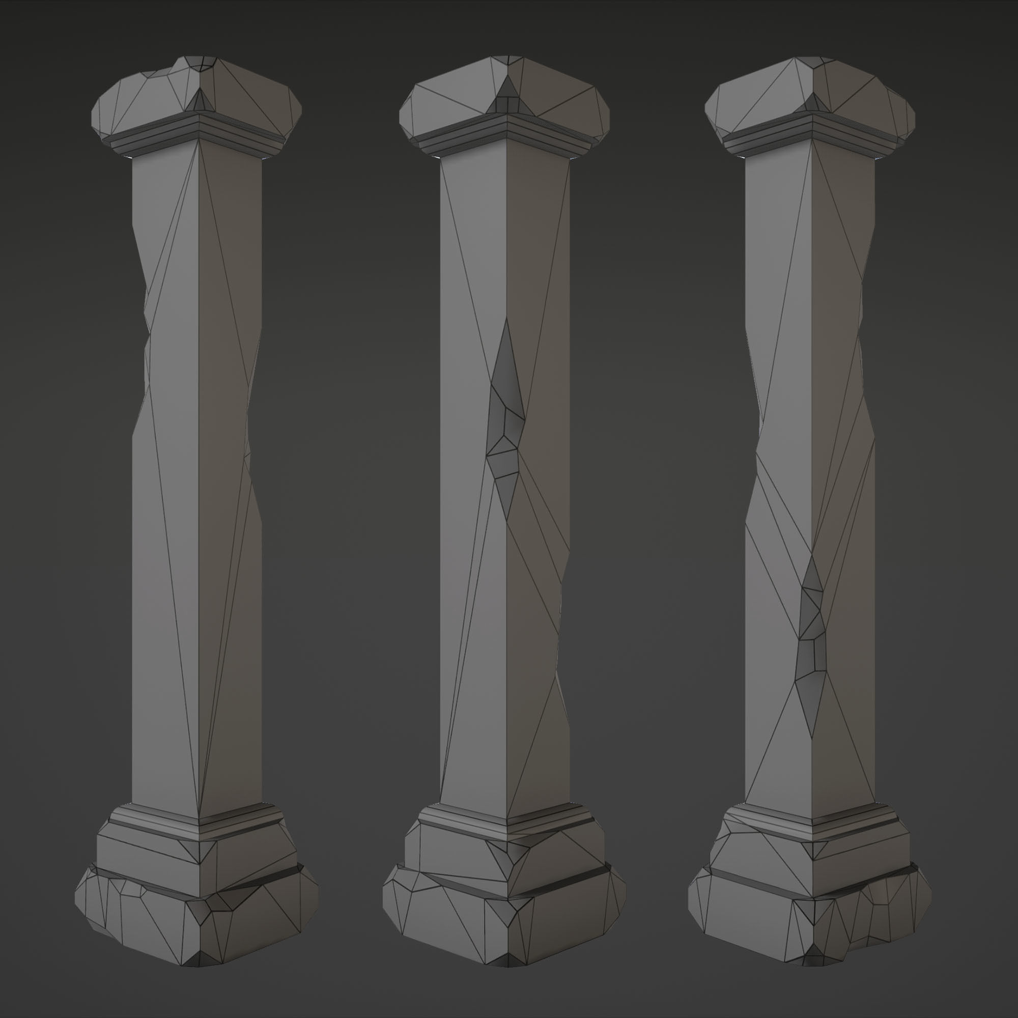Column Set grasses - grasses - grasses - grasses Low-poly 3D model_10