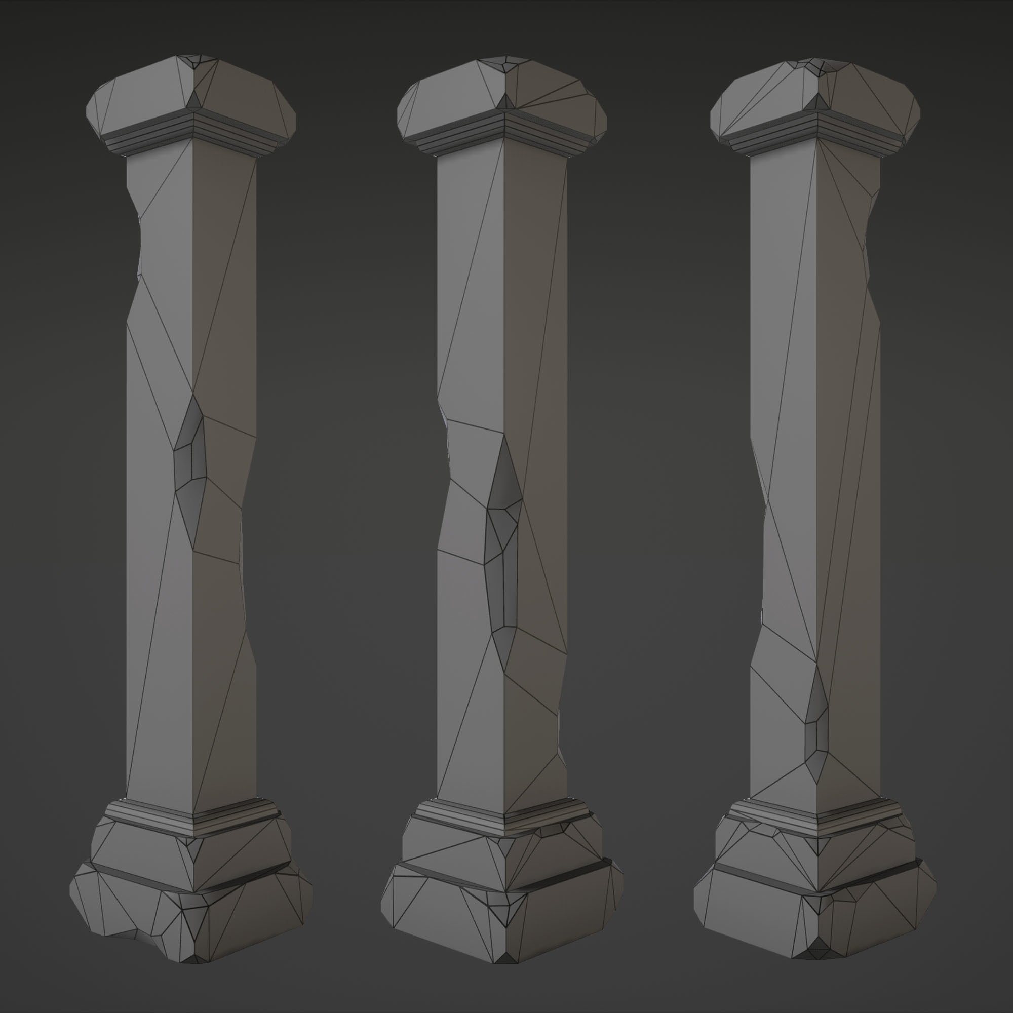 Column Set grasses - grasses - grasses - grasses Low-poly 3D model_7