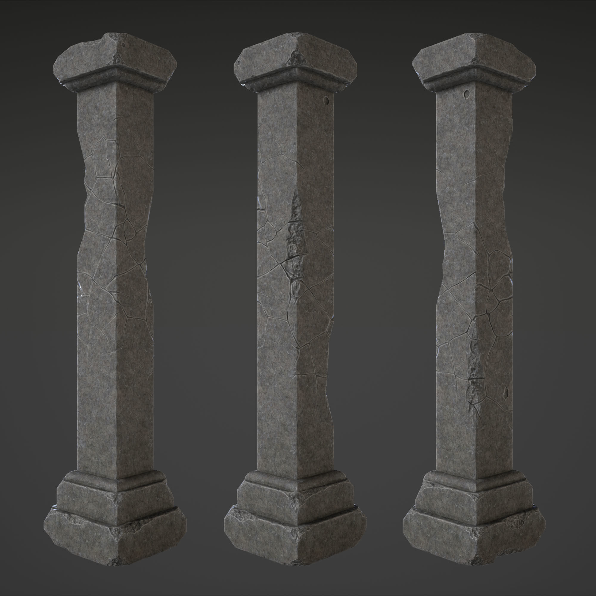 Column Set grasses - grasses - grasses - grasses Low-poly 3D model_12