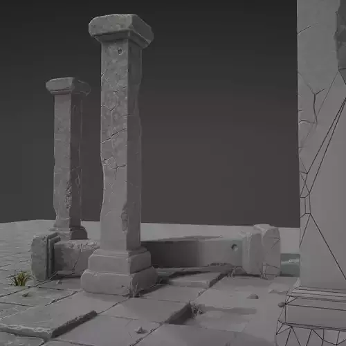 Column Set grasses - grasses - grasses - grasses Low-poly 3D model