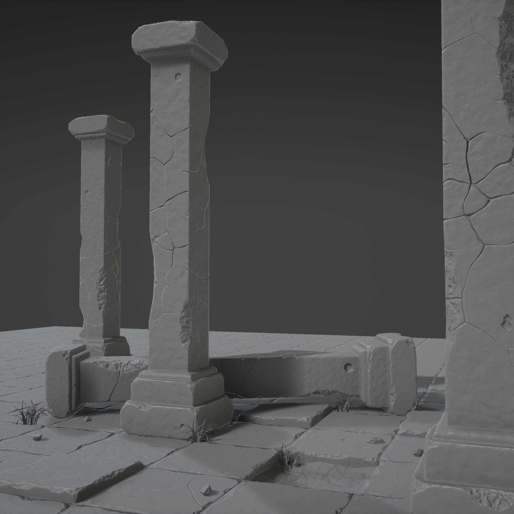 Column Set grasses - grasses - grasses - grasses Low-poly 3D model_2