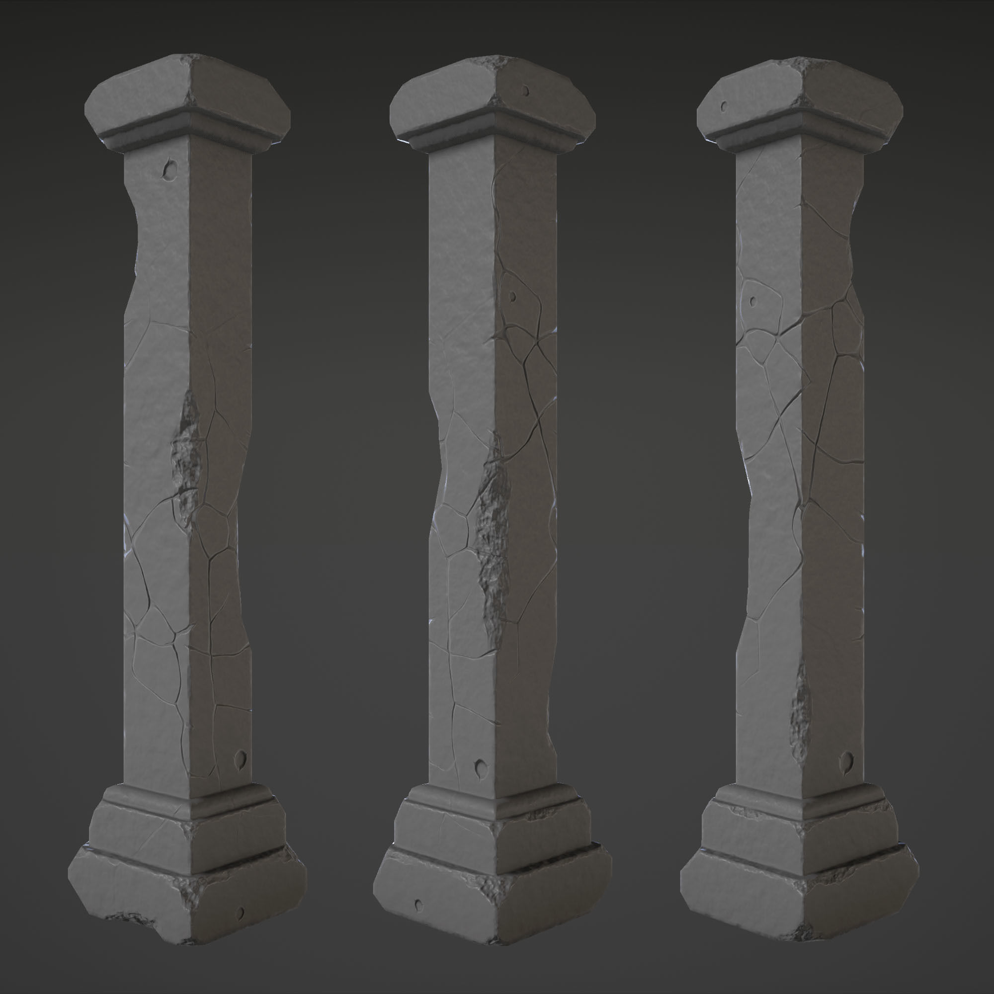 Column Set grasses - grasses - grasses - grasses Low-poly 3D model_8