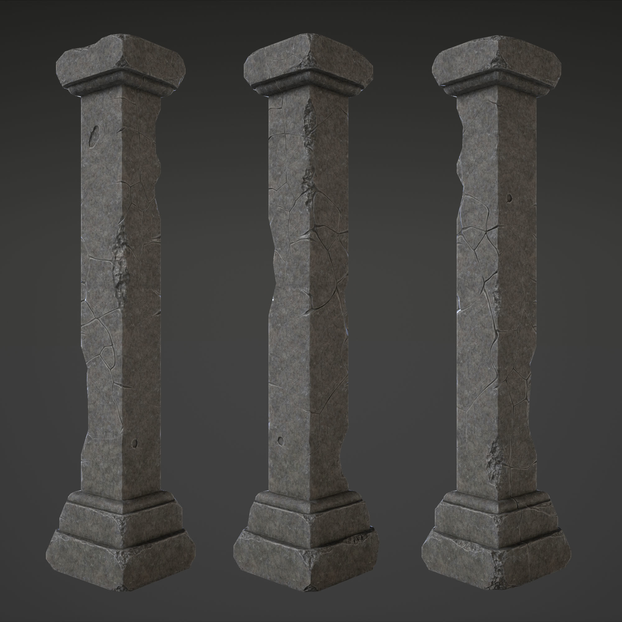 Column Set grasses - grasses - grasses - grasses Low-poly 3D model_15