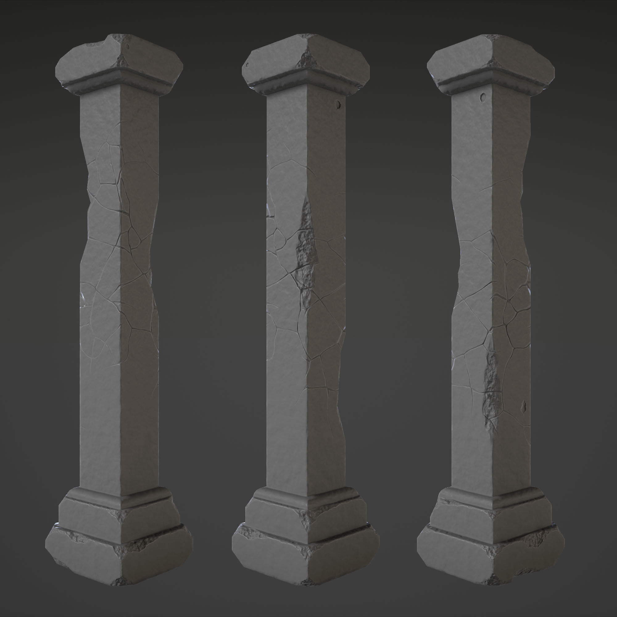 Column Set grasses - grasses - grasses - grasses Low-poly 3D model_11
