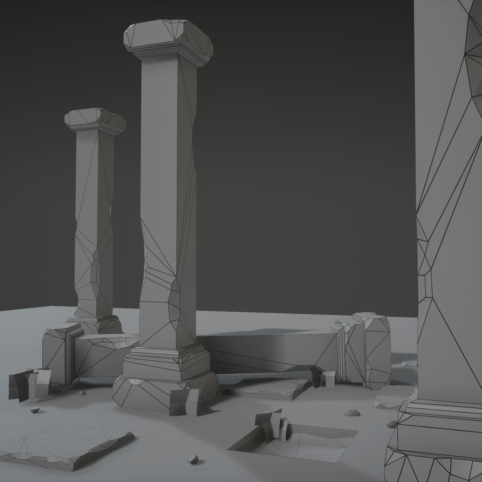 Column Set grasses - grasses - grasses - grasses Low-poly 3D model_1