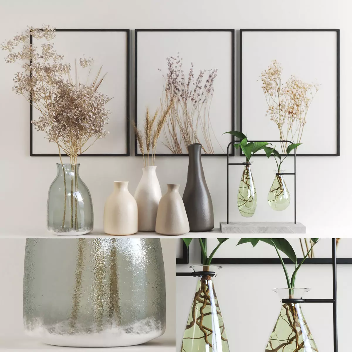 set423 vases and plants on shelf 3D model_0