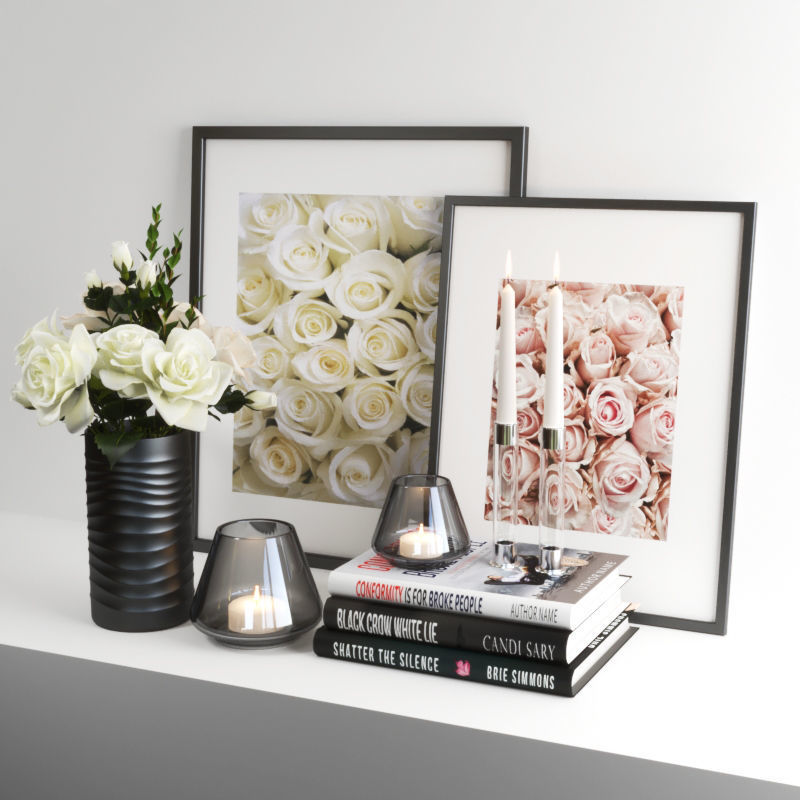 set818 roses in vase 3D model_1