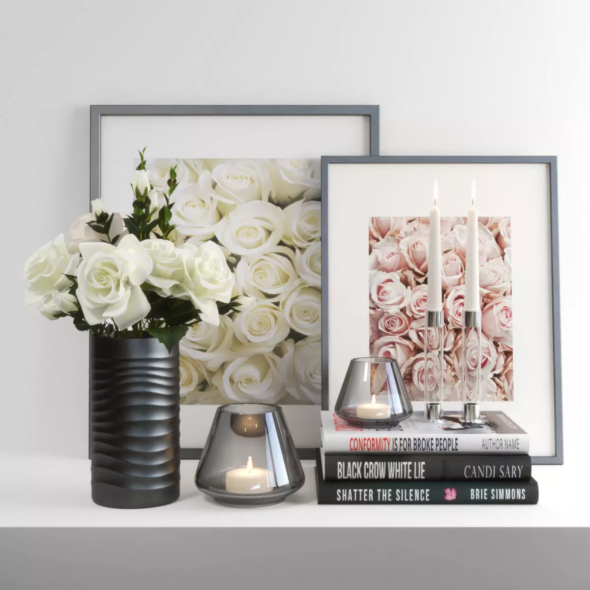 set818 roses in vase 3D model_0