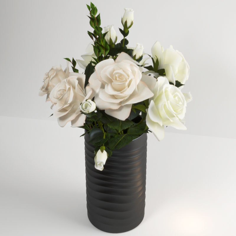 set818 roses in vase 3D model_2