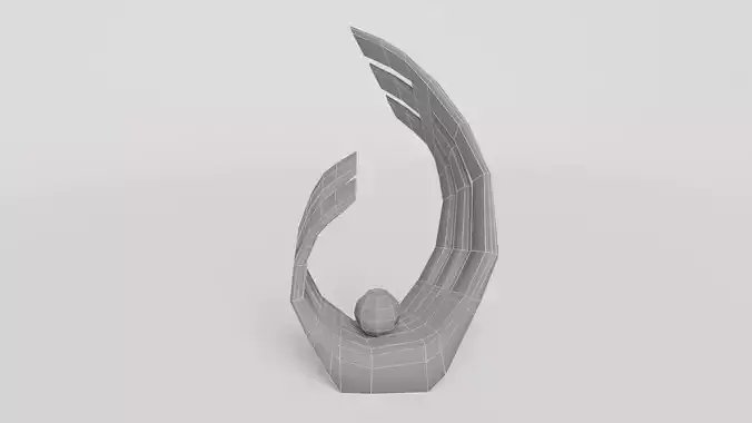Interior decoration wave art sculpture Low-poly 3D model