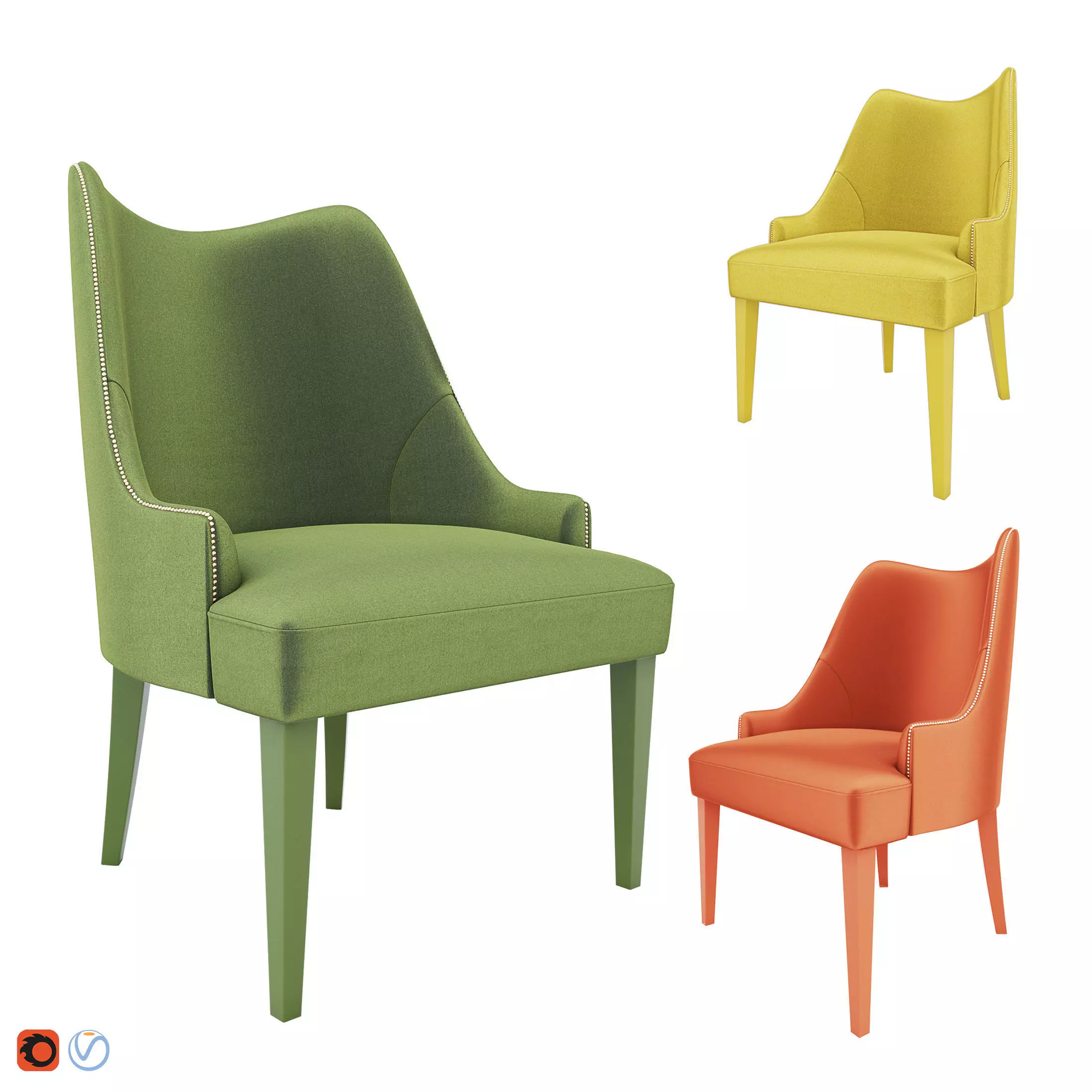 Velvet Armchair Munna Becomes Me Chair 3D model