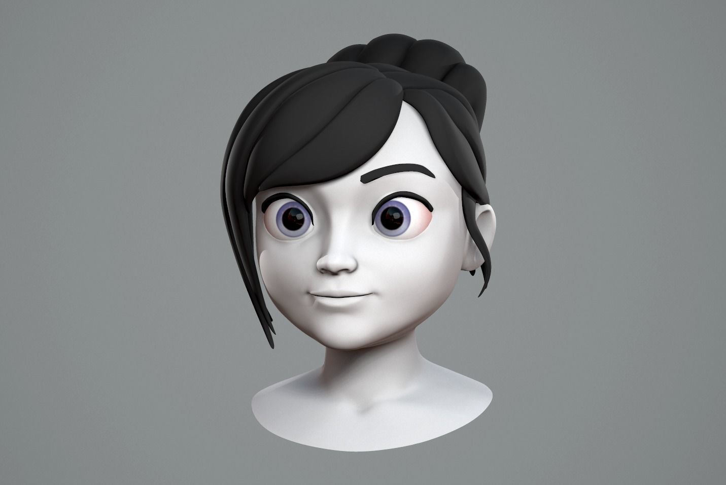 Cute cartoon girl 3D model_5