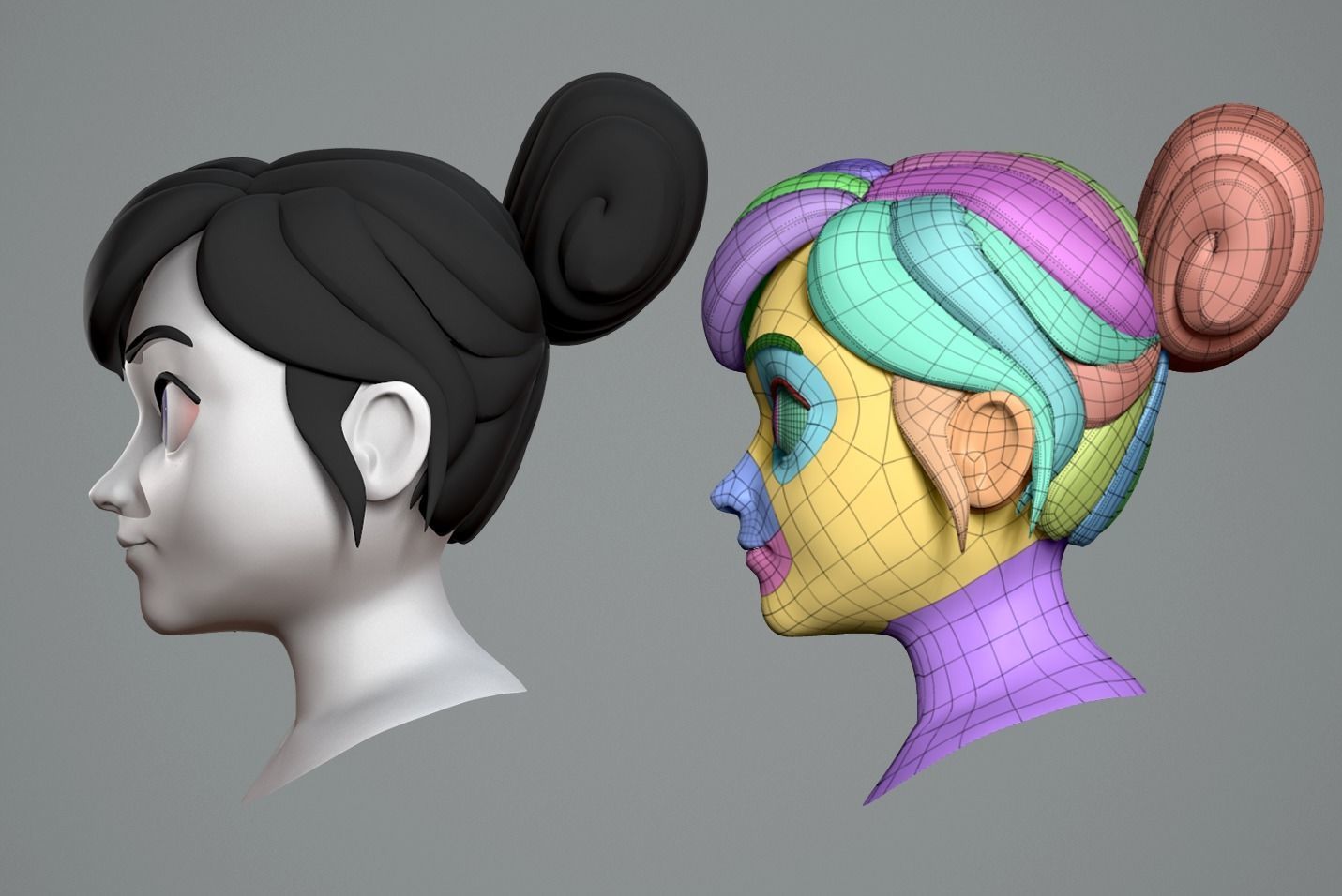 Cute cartoon girl 3D model_4