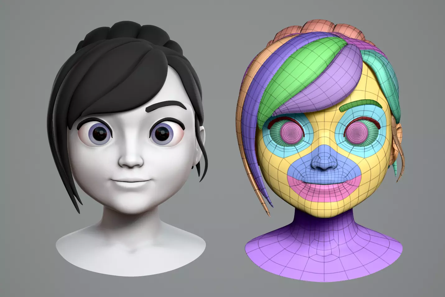 Cute cartoon girl 3D model_0