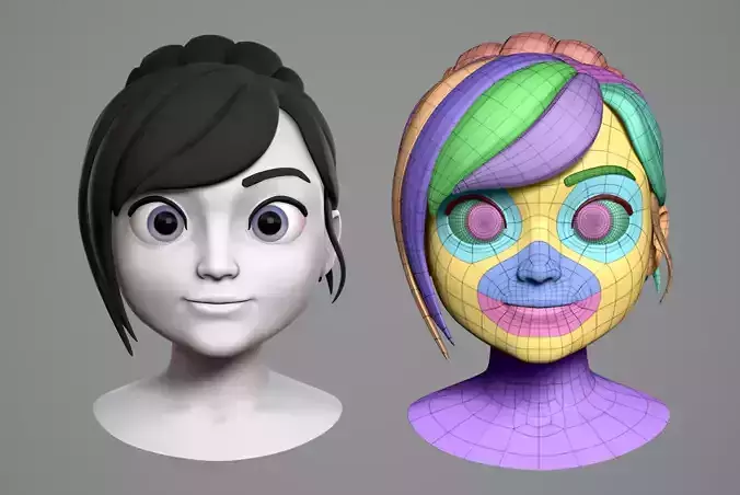 Cute cartoon girl 3D model