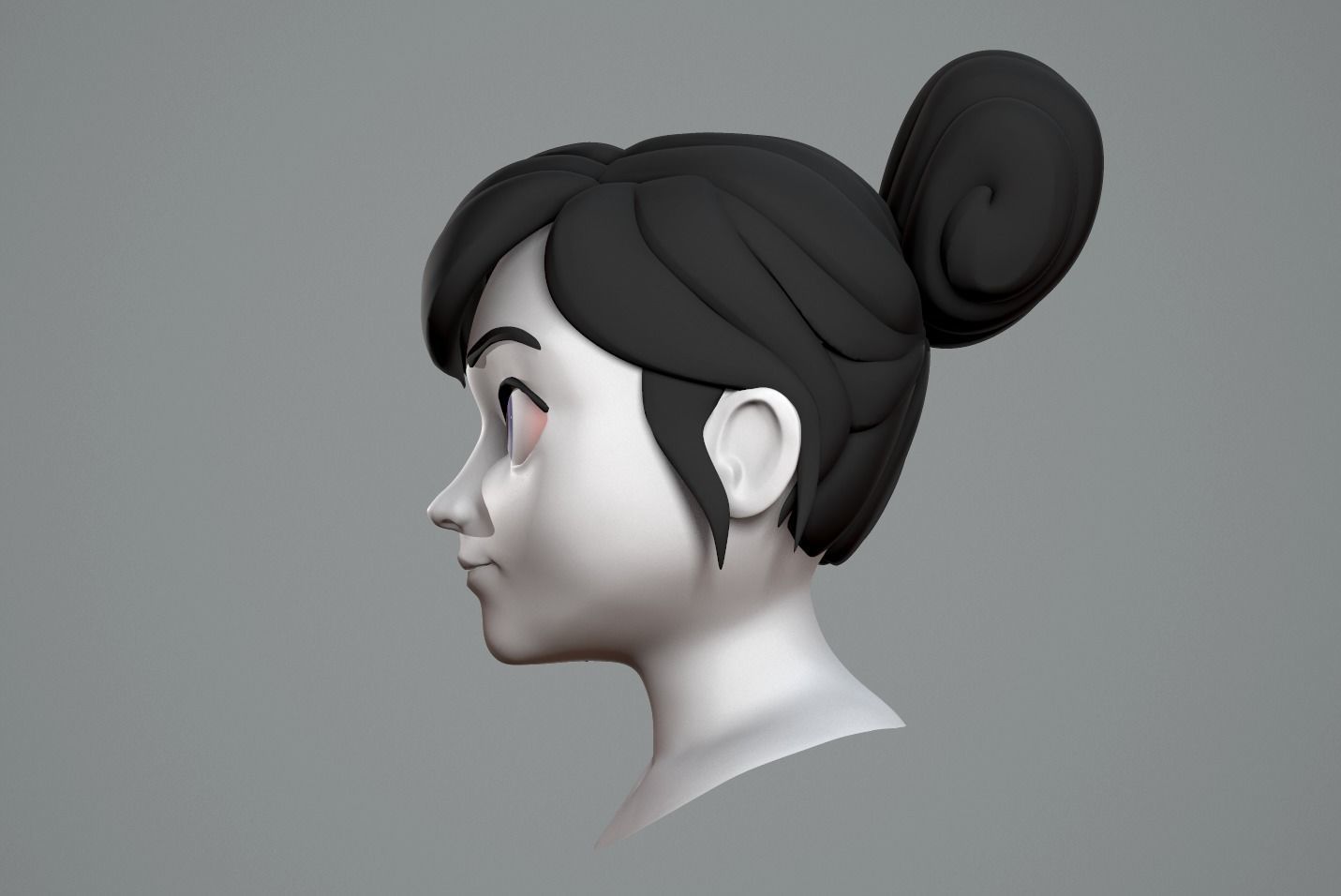 Cute cartoon girl 3D model_3