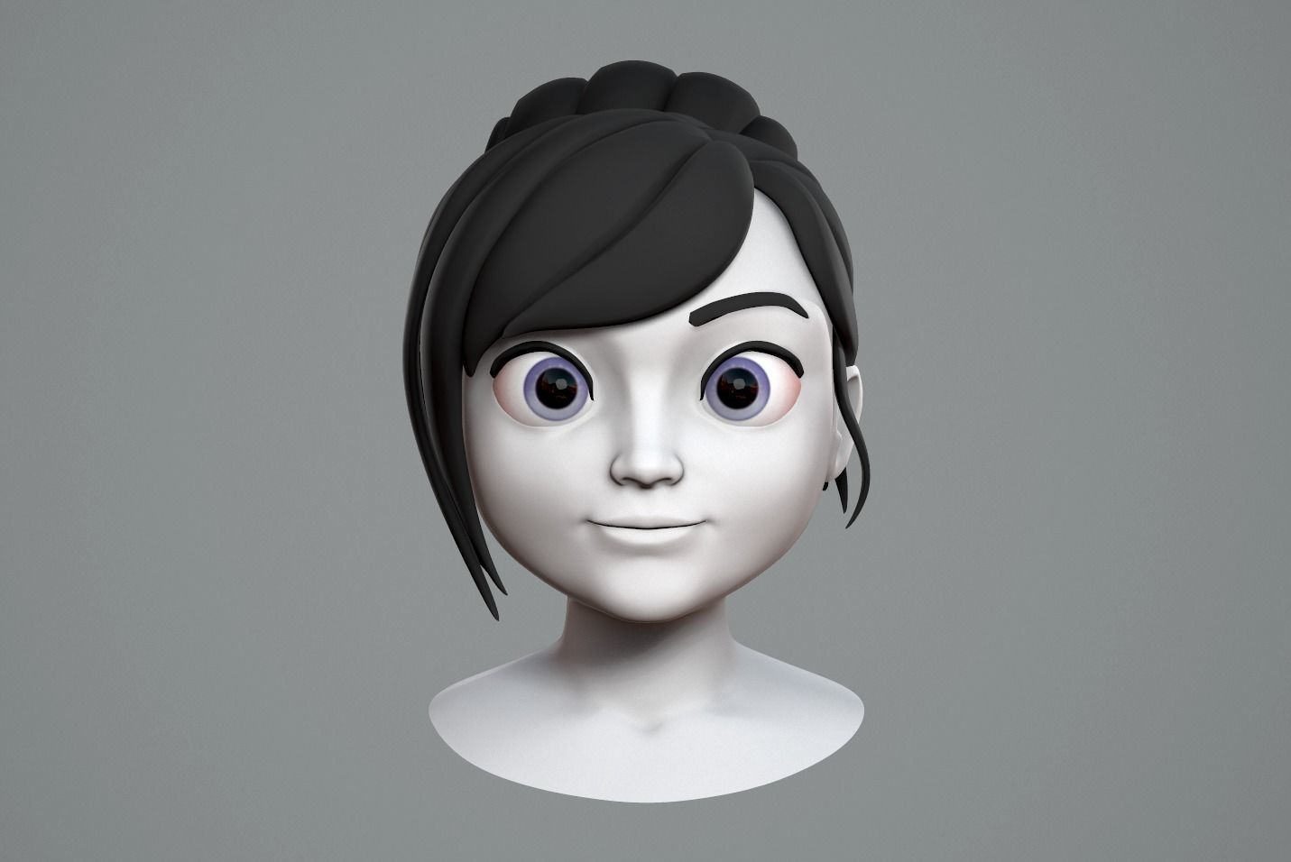 Cute cartoon girl 3D model_2