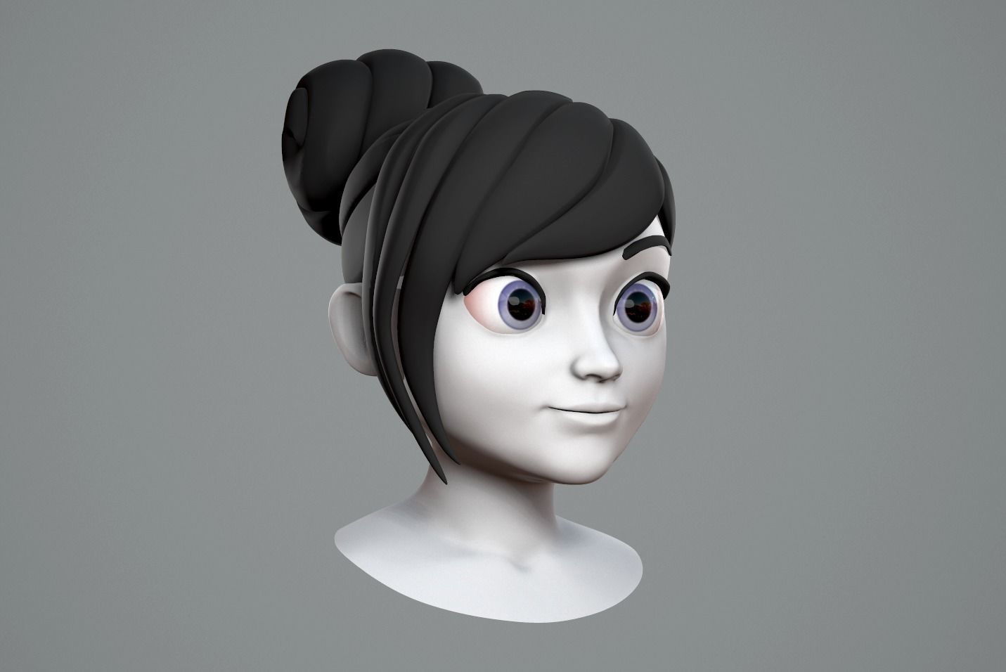 Cute cartoon girl 3D model_7