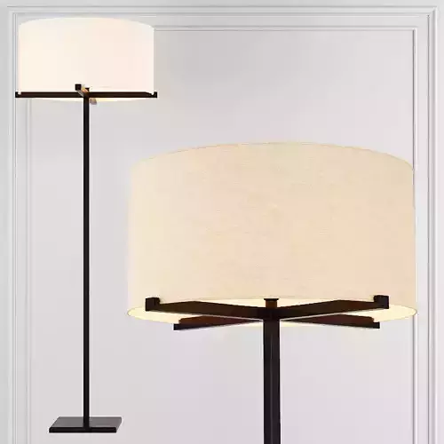 RH PAUILLAC DRUM SHADE FLOOR LAMP Fabric shade and Black 