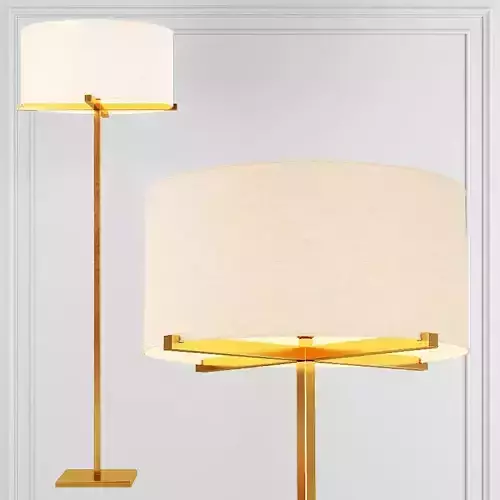 RH PAUILLAC DRUM SHADE FLOOR LAMP Fabric shade and Brass