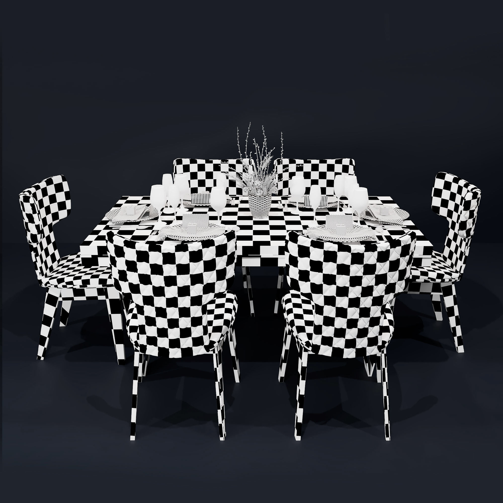 Bamax Slash dining room set with table setting and decor 3D model_4