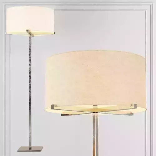 RH PAUILLAC DRUM SHADE FLOOR LAMP Fabric shade and Nickel