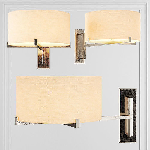 RH PAUILLAC DRUM SHADE SWING-ARM SCONCE Fabric shade and Nickel 3D model