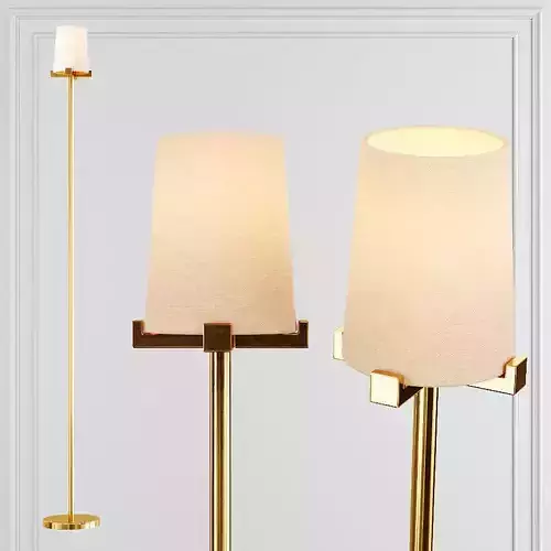 RH PAUILLAC FLOOR LAMP Fabric shade and Brass