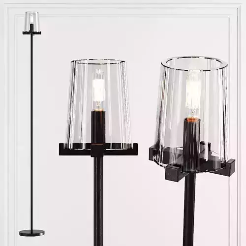 Restoration Hardware PAUILLAC FLOOR LAMP Glass shade and Black