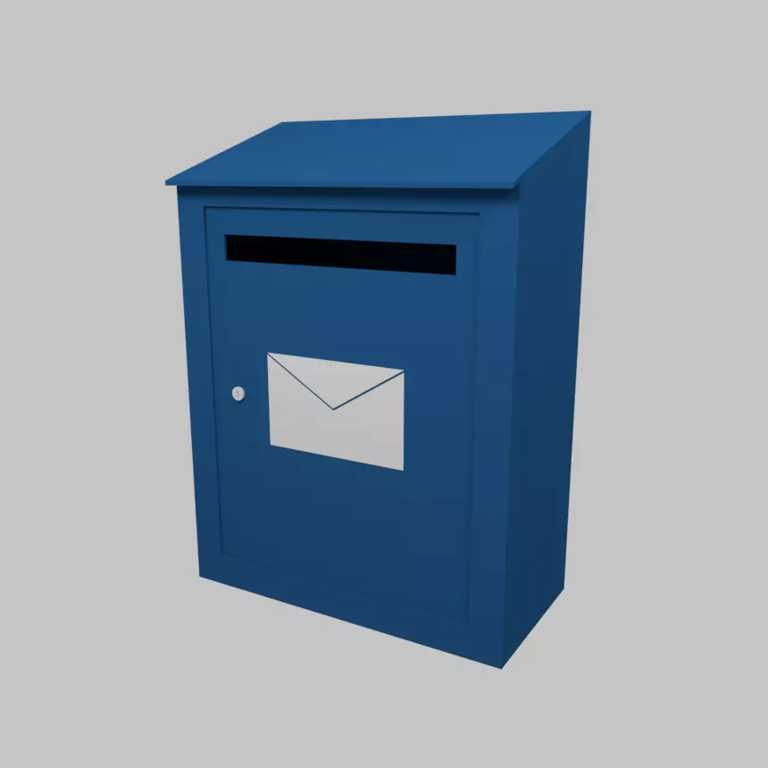 Blue Mailbox Low-poly 3D model_0