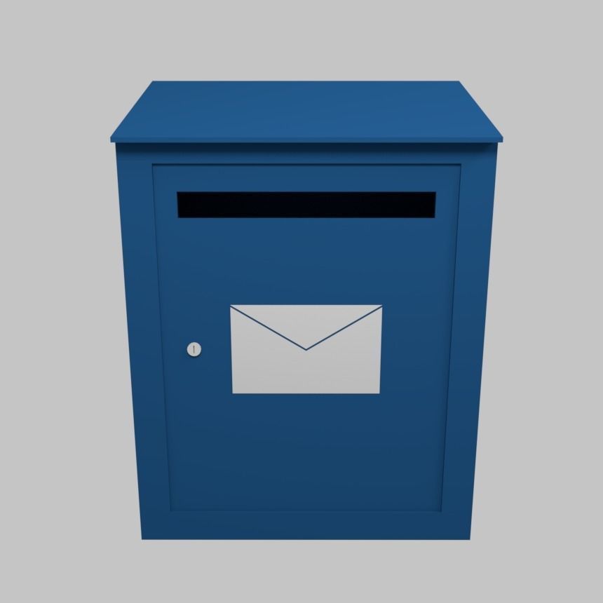 Blue Mailbox Low-poly 3D model_1