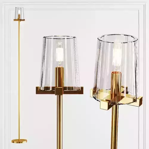 RH PAUILLAC FLOOR LAMP Glass shade and Brass