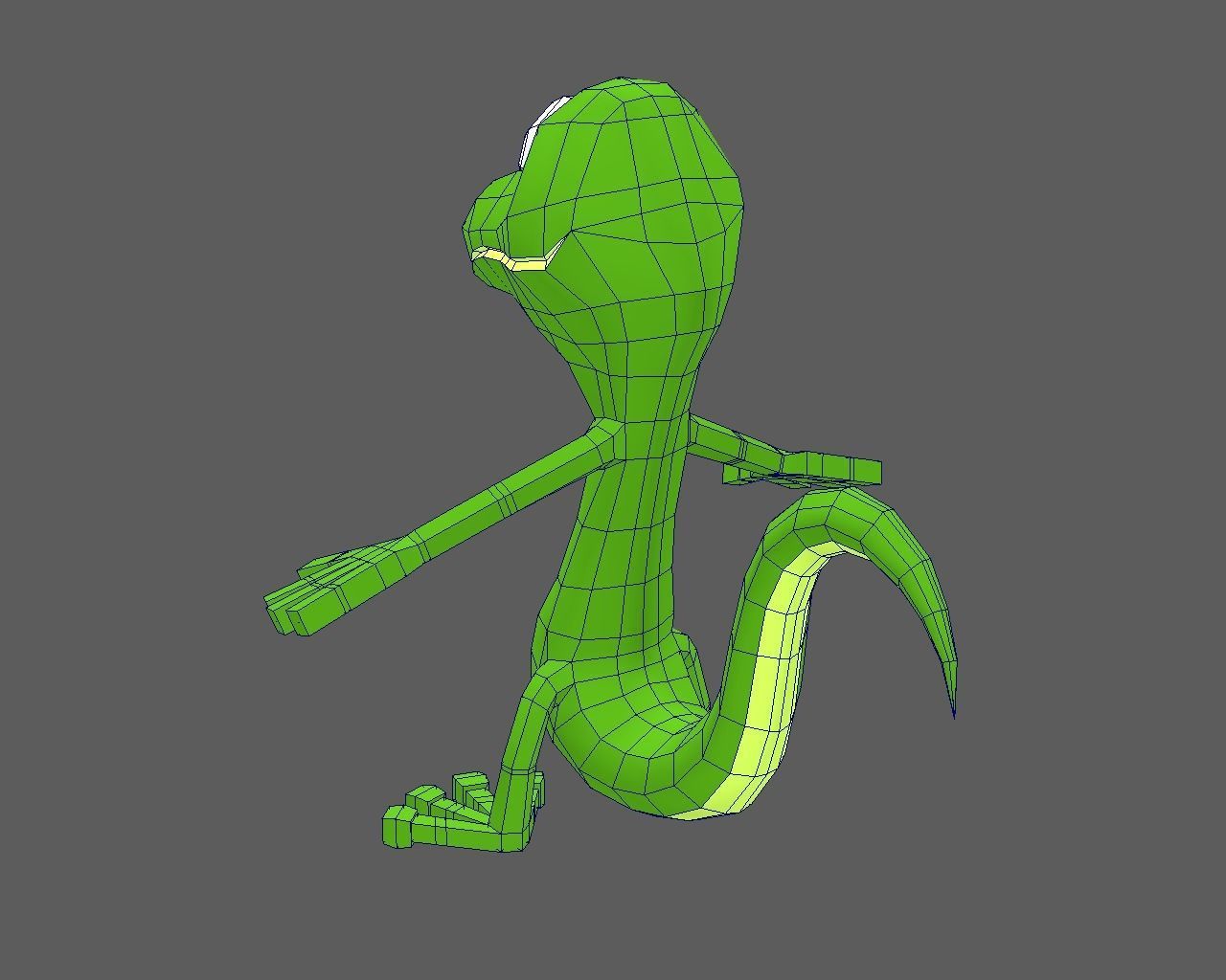 Funny Cartoon Character Lizard Low-poly 3D model_2