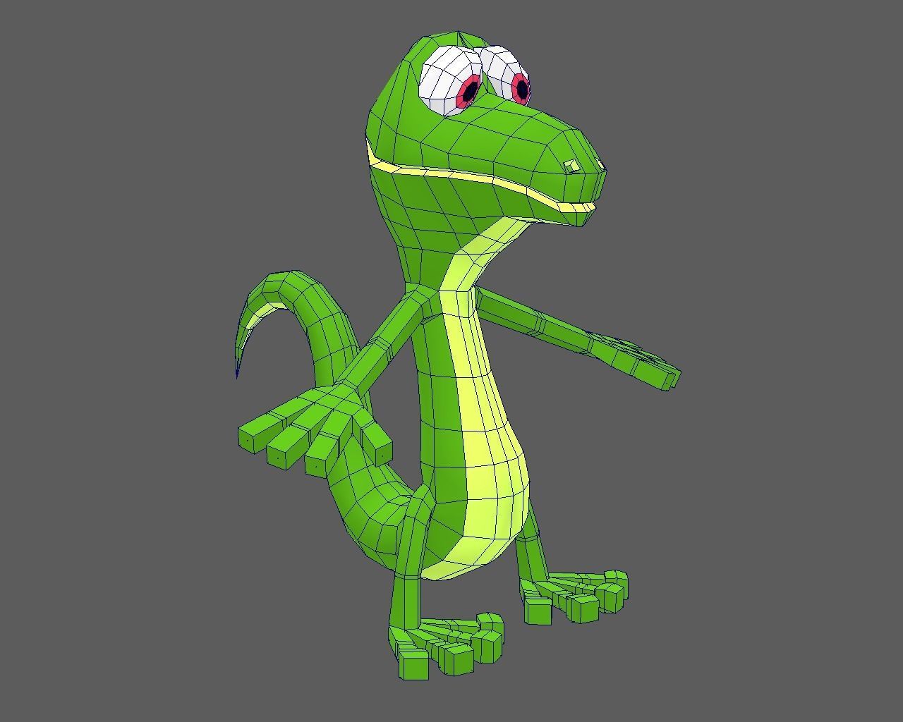 Funny Cartoon Character Lizard Low-poly 3D model_1