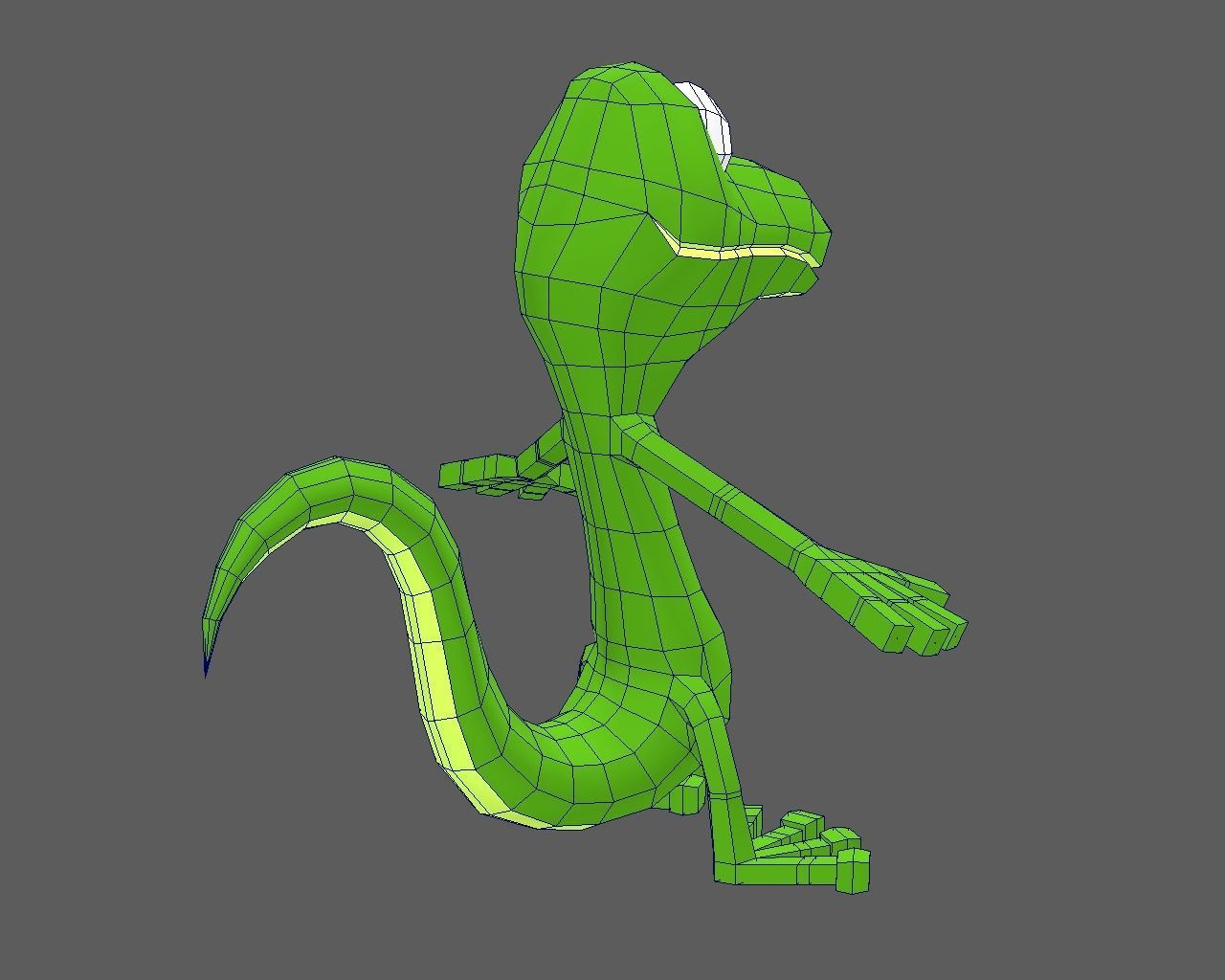 Funny Cartoon Character Lizard Low-poly 3D model_3