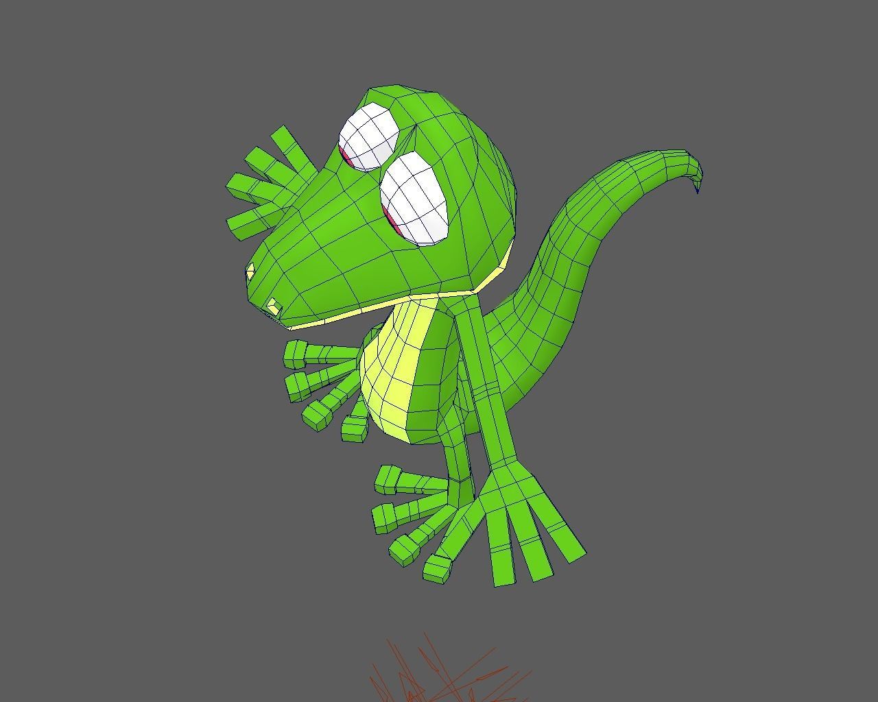 Funny Cartoon Character Lizard Low-poly 3D model_4
