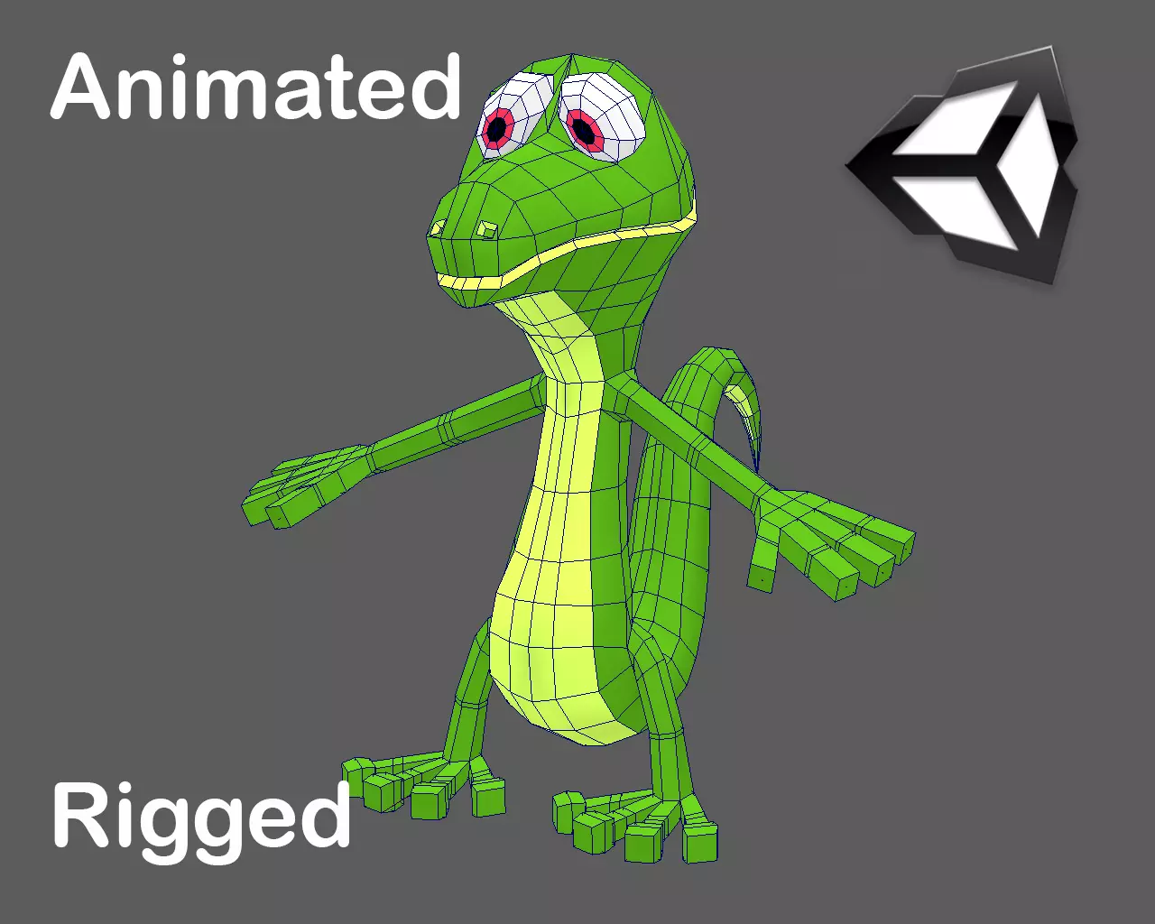 Funny Cartoon Character Lizard Low-poly 3D model_0
