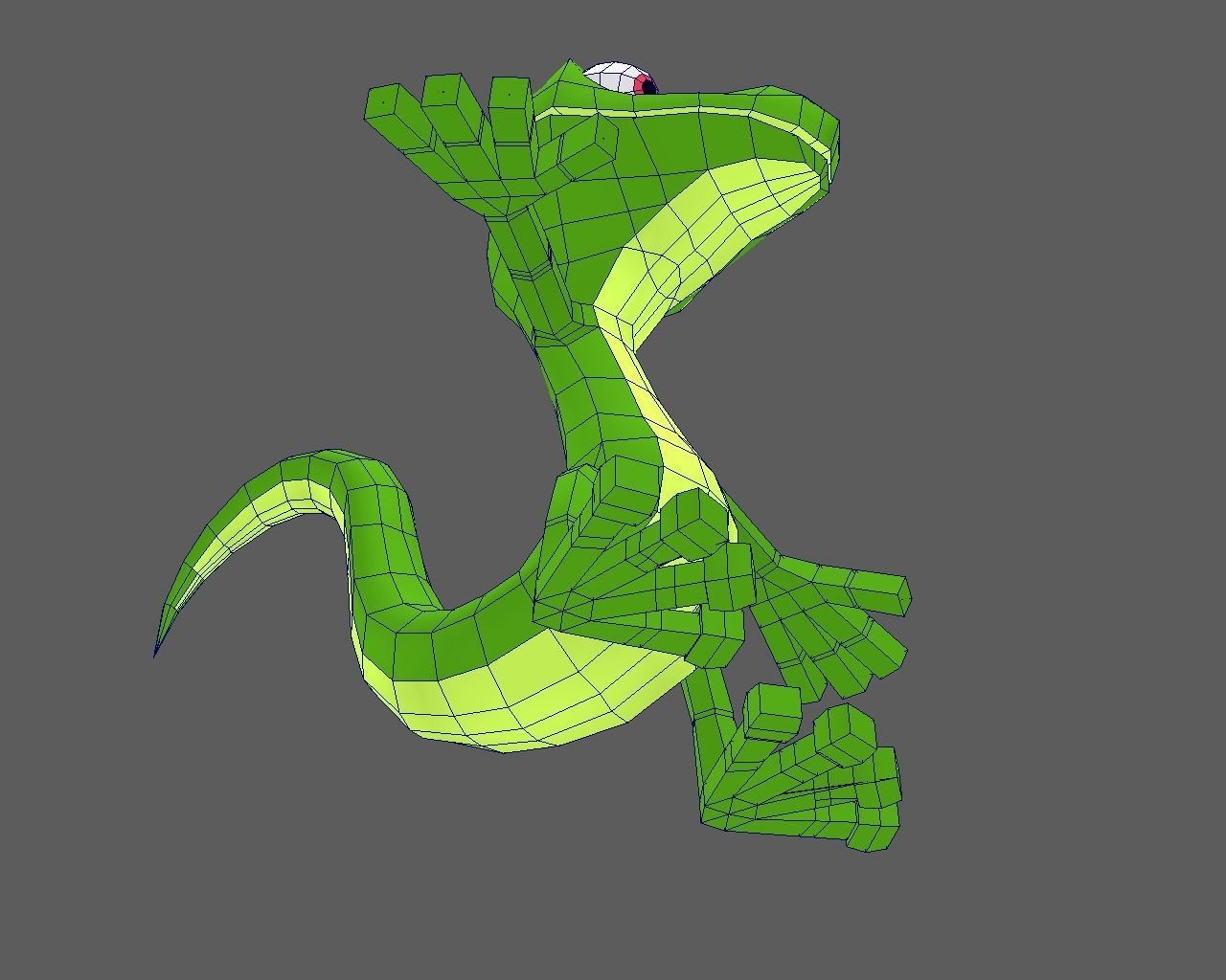 Funny Cartoon Character Lizard Low-poly 3D model_5