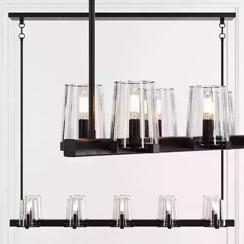 RH PAUILLAC LINEAR CHANDELIER 49 Glass shade and Black 