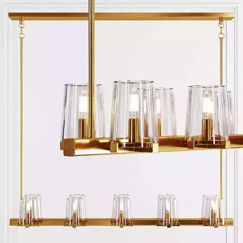 RH PAUILLAC LINEAR CHANDELIER 49 Glass shade and Brass