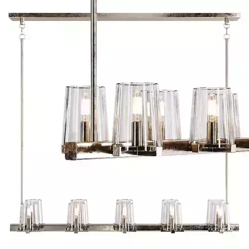 RH PAUILLAC LINEAR CHANDELIER 49 Glass shade and Nickel