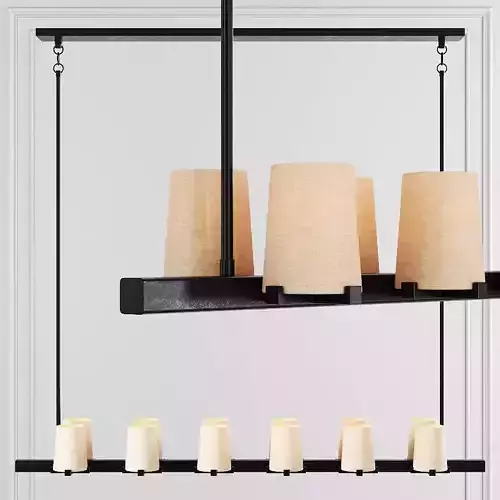 RH PAUILLAC LINEAR CHANDELIER 60 Fabric shade and Black