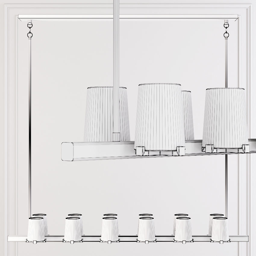 RH PAUILLAC LINEAR CHANDELIER 60 Fabric shade and Nickel 3D model_1