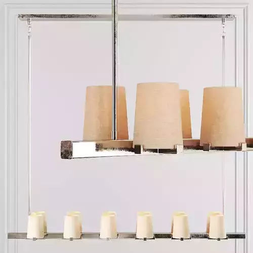 RH PAUILLAC LINEAR CHANDELIER 60 Fabric shade and Nickel