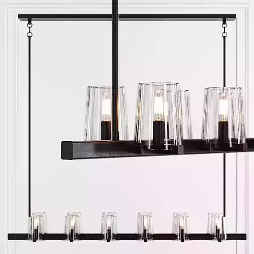 RH PAUILLAC LINEAR CHANDELIER 60 Glass shade and Black