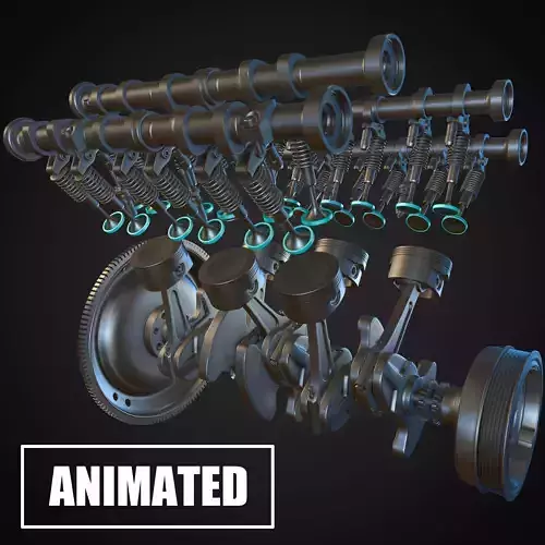 v6 Engine Animated 3D model