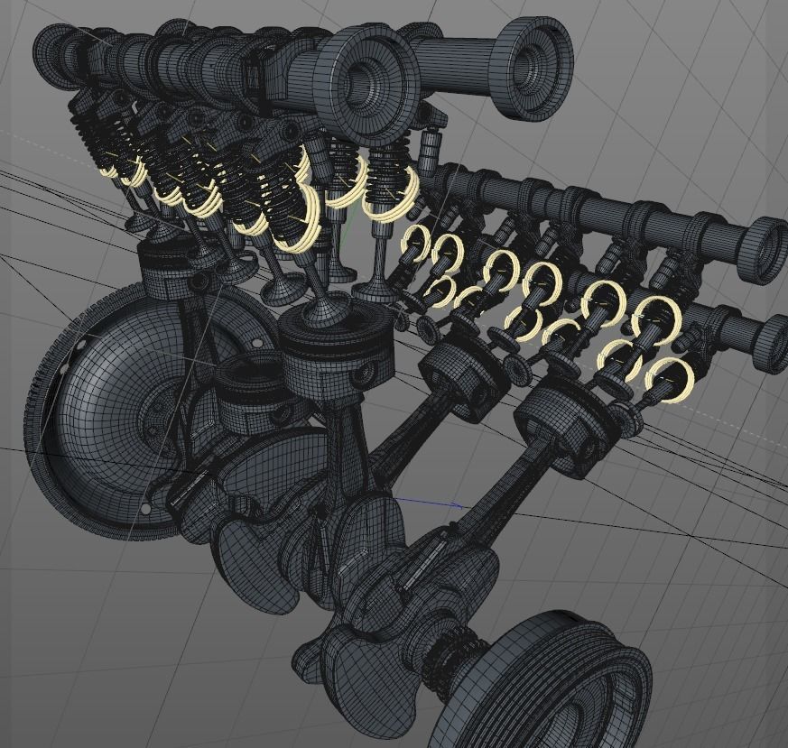 v6 Engine Animated 3D model_5