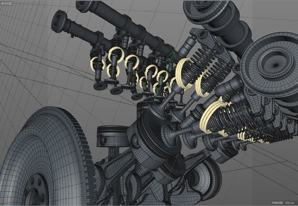 v6 Engine Animated 3D model_6