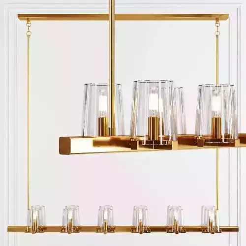 RH PAUILLAC LINEAR CHANDELIER 60 Glass shade and Brass