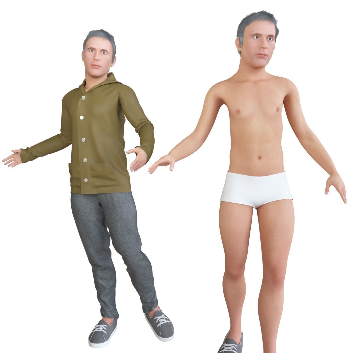 Men real cloth simulation conversation loop animated number 1 3D model_11